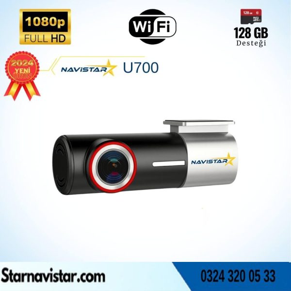 U700 Wifi 1080P 170° Geniş Açı Gece Görüşlü 128 GB Destekli Akıllı Araç içi Kamera