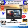 Kayıtlı 9 inç ikiye Bölen 2 Kanal Split AHD 1080P/720P destekli 4 Pin 256 GB SD Destekli Monitör