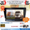 Kayıtlı 7 inç ikiye Bölen 2 Kanal Split AHD 1080P/720P destekli 4 Pin 256 GB SD Destekli Monitör
