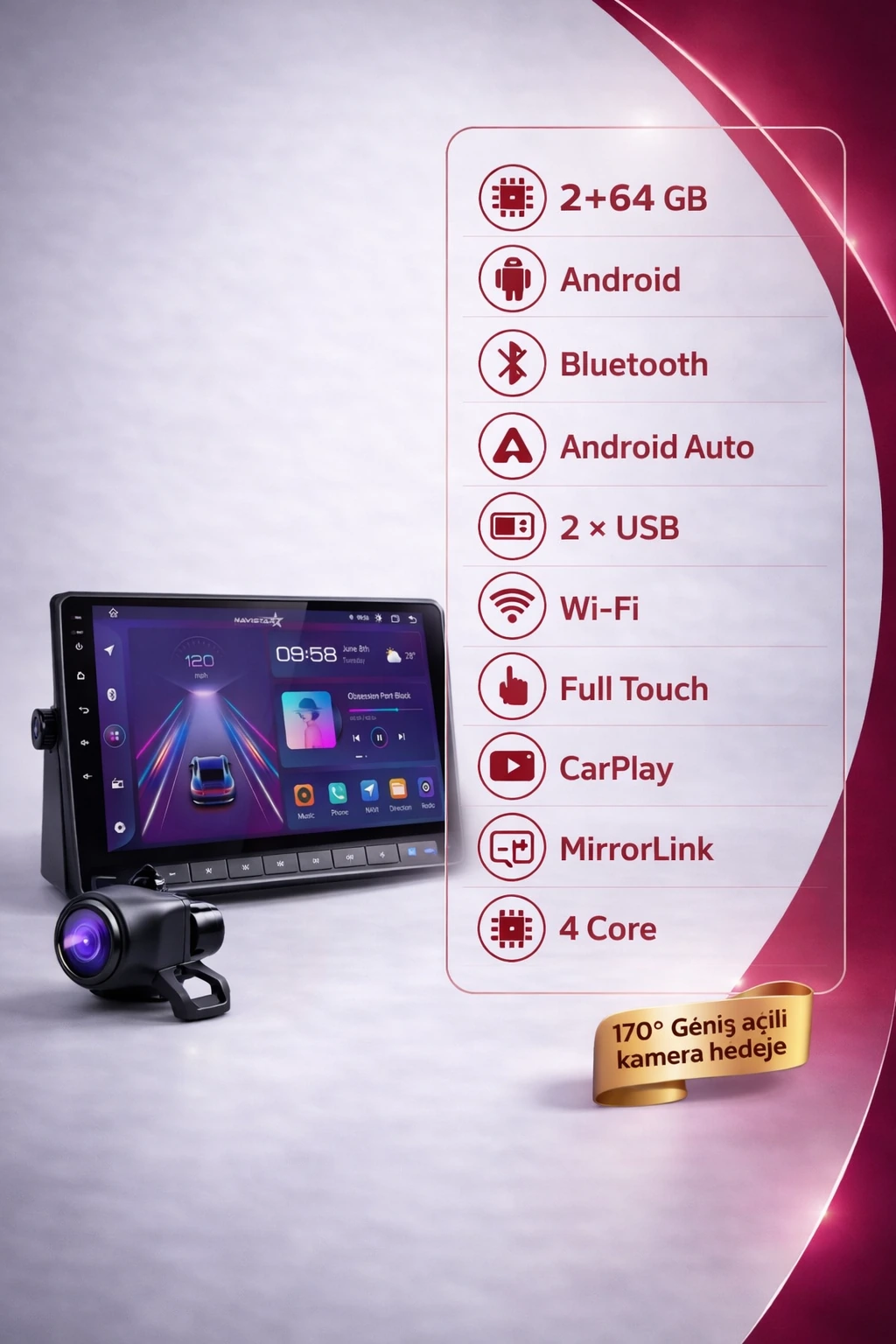 Audi A4 9 İnç Android 13 Multimedya 2+64GB Kablosuz CarPlay 2000-2009